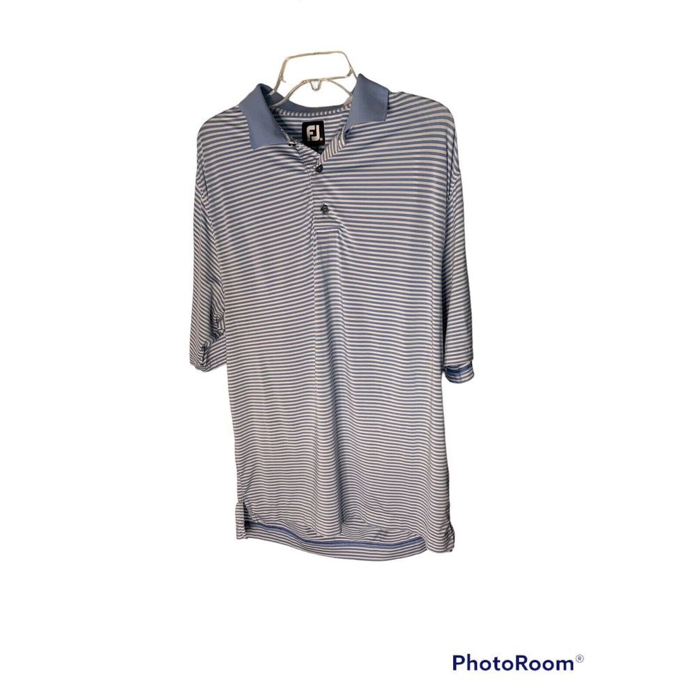 Footjoy Mens Med Blue‎ Striped Golf Shirt